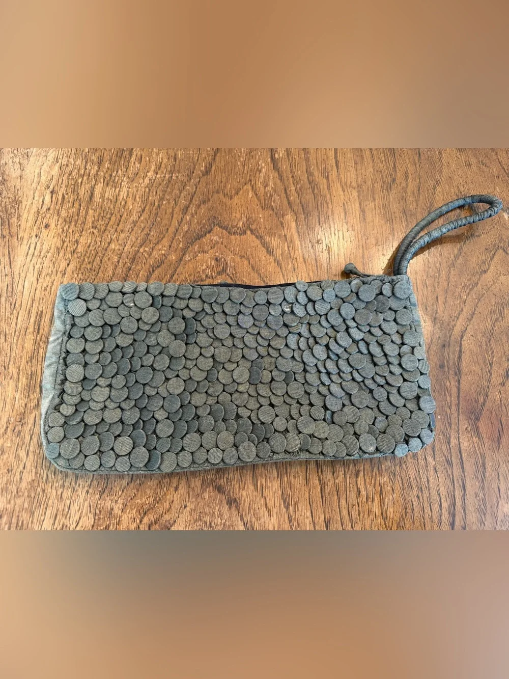 Fabulous BAYAA metallic gray Textured Circular Accent Clutch